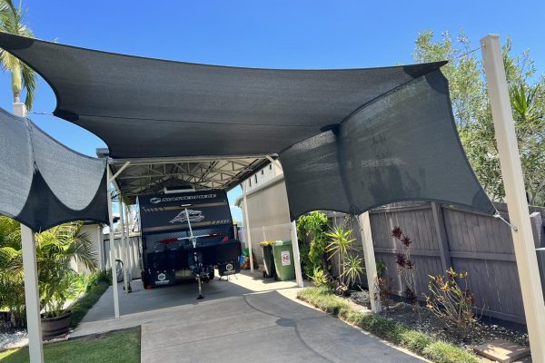 Caravan shade sail with apron Charcoal shade sail with apron