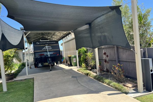 caravan sail with apron Charcoal shade sail with apron